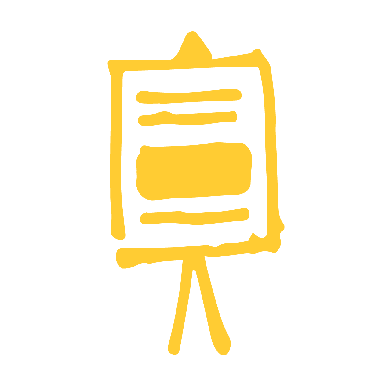 yellow drawn icon of poster on a stand